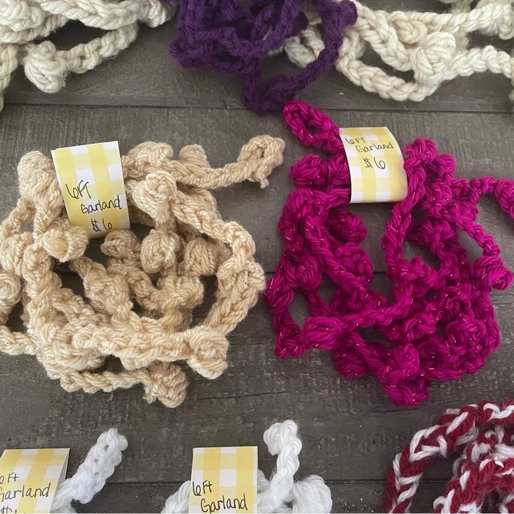 Handmade crochet bobble garland
